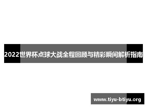 2022世界杯点球大战全程回顾与精彩瞬间解析指南